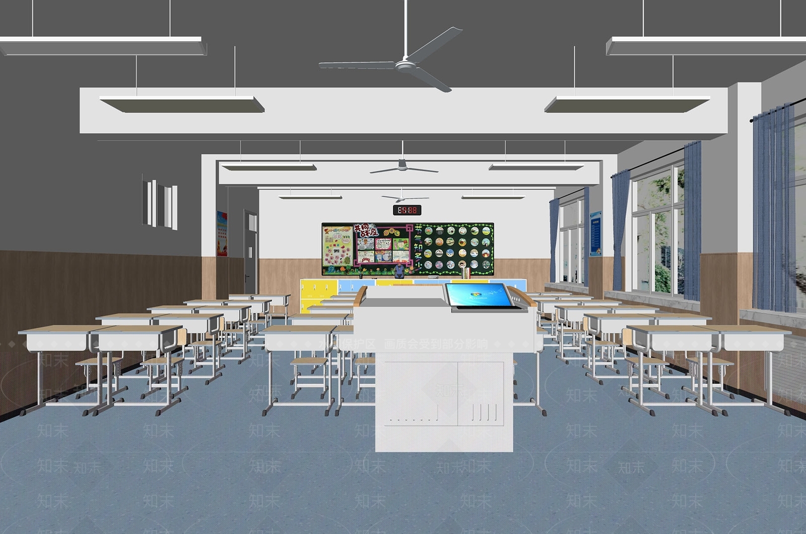 现代学校课堂教室SU模型下载【ID:1139622884】
