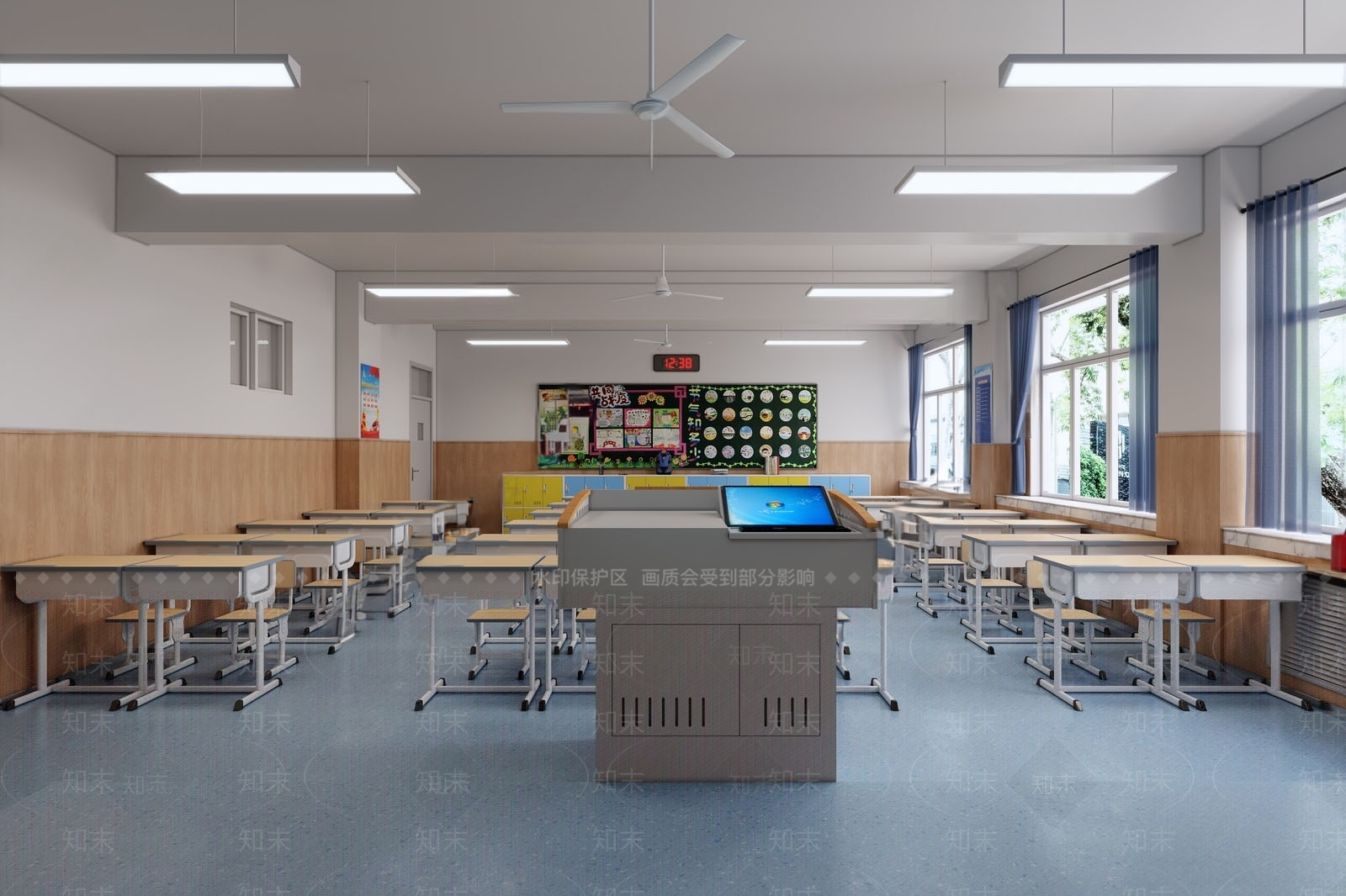 现代学校课堂教室SU模型下载【ID:1139622884】