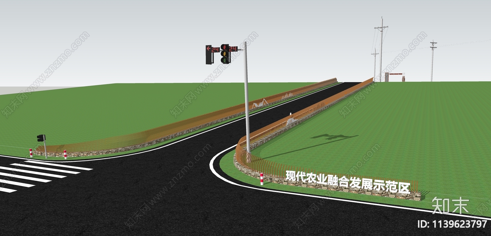 现代农业产业园入口大门SU模型下载【ID:1139623797】