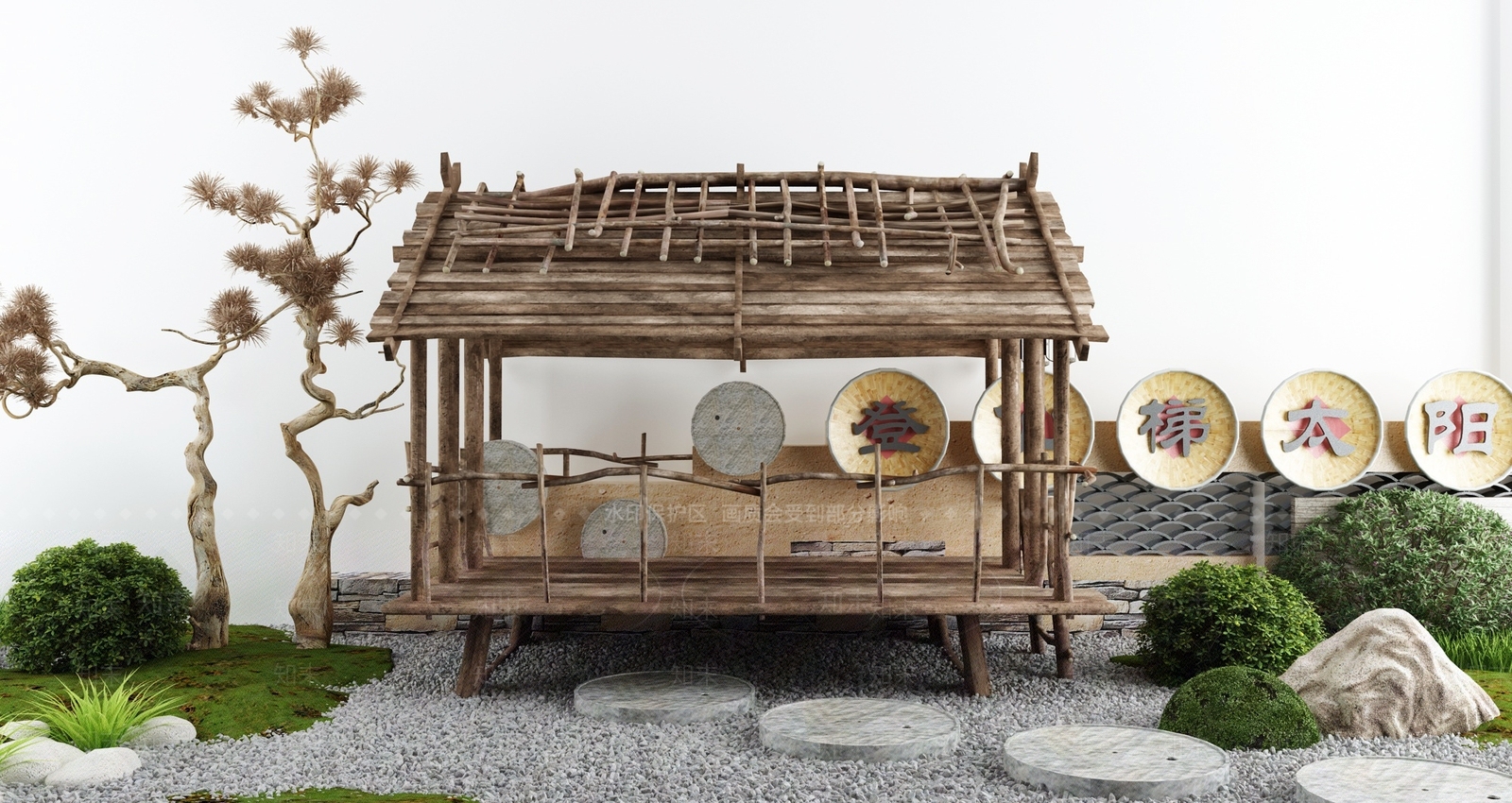 现代农家乐居家庭院3D模型下载【ID:1139626551】