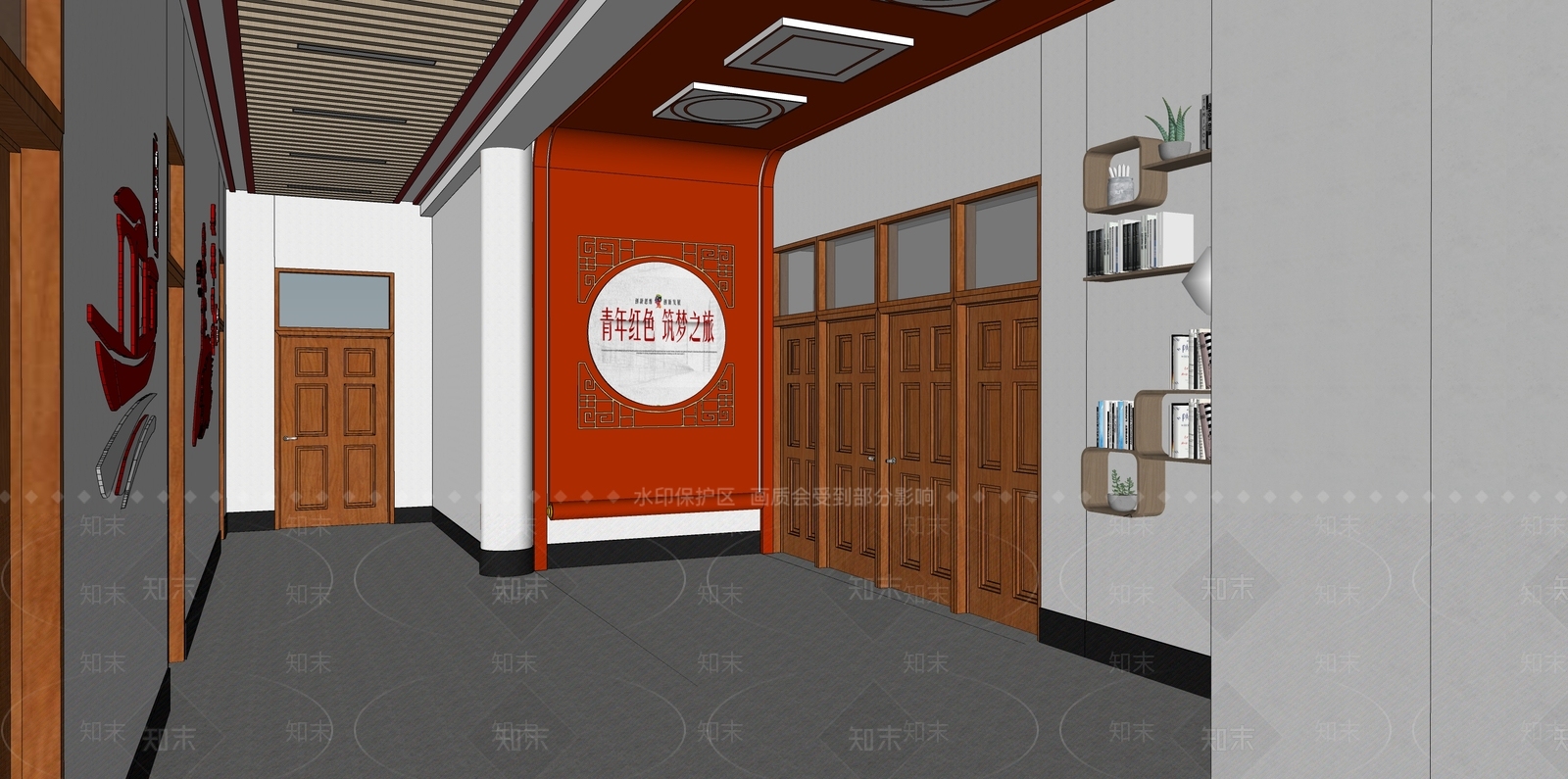 现代学校党建展厅SU模型下载【ID:1139625802】