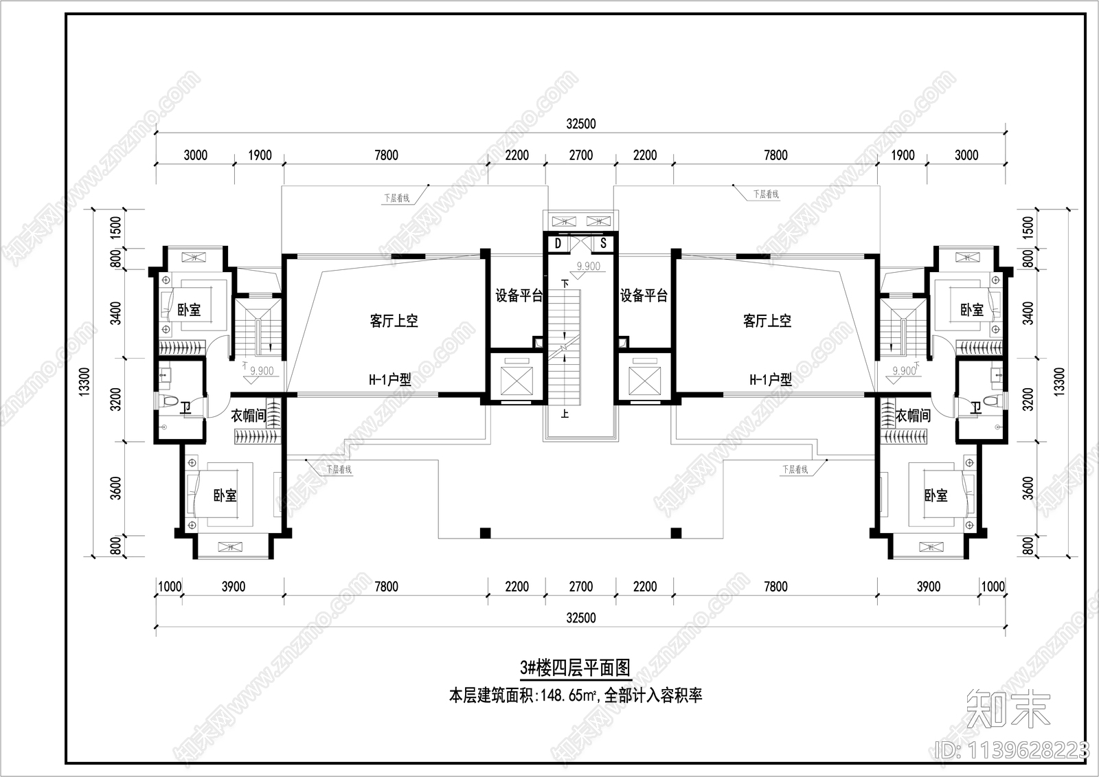 跃层住宅区建筑全套cad施工图下载【ID:1139628223】