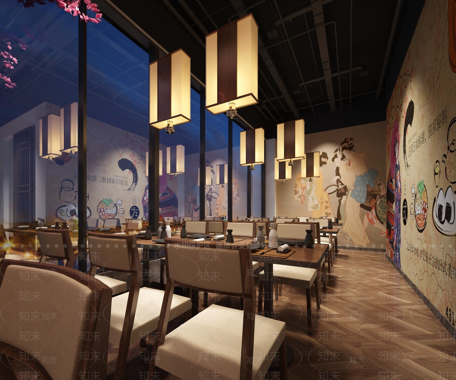 日式料理餐厅3D模型下载【ID:1139629083】