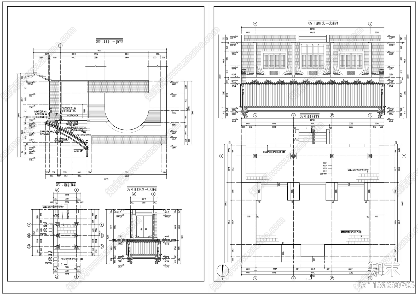 庙窑洞古建筑施工图下载【ID:1139630705】