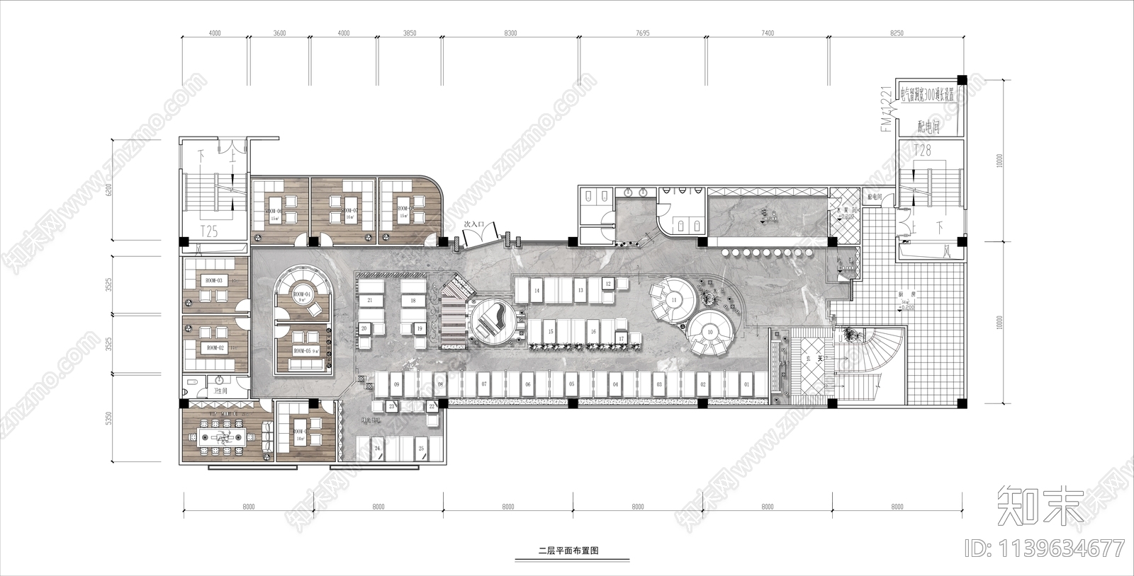 700㎡咖啡馆平面布置图施工图下载【ID:1139634677】