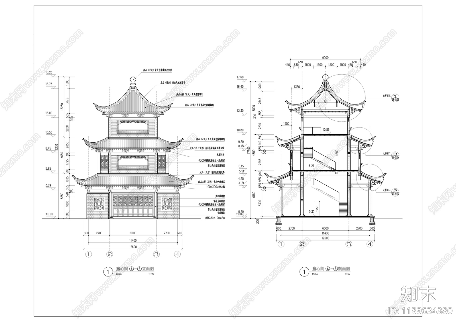 古建筑cad施工图下载【ID:1139634380】