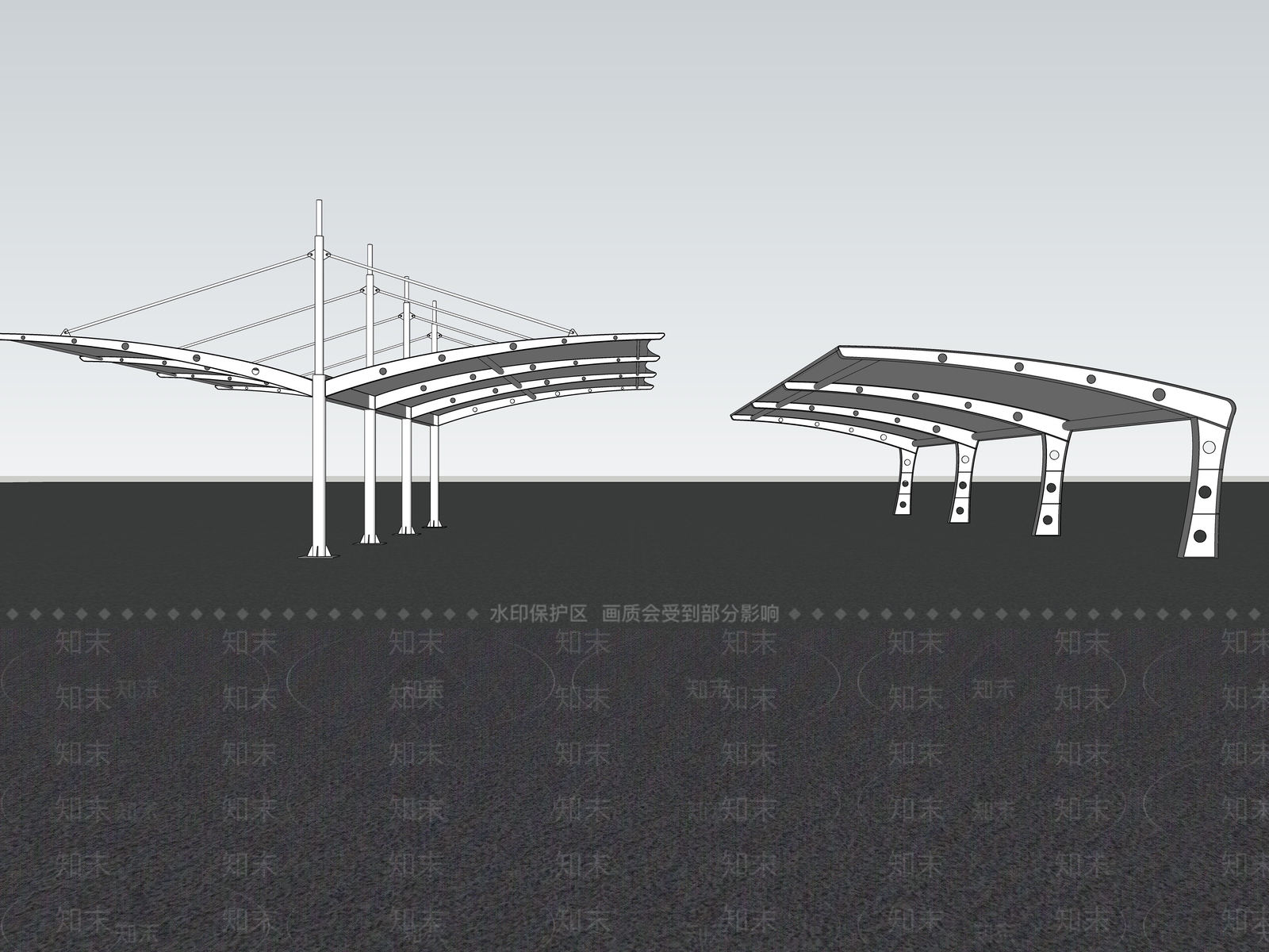 现代户外公共停车场SU模型下载【ID:1139640145】