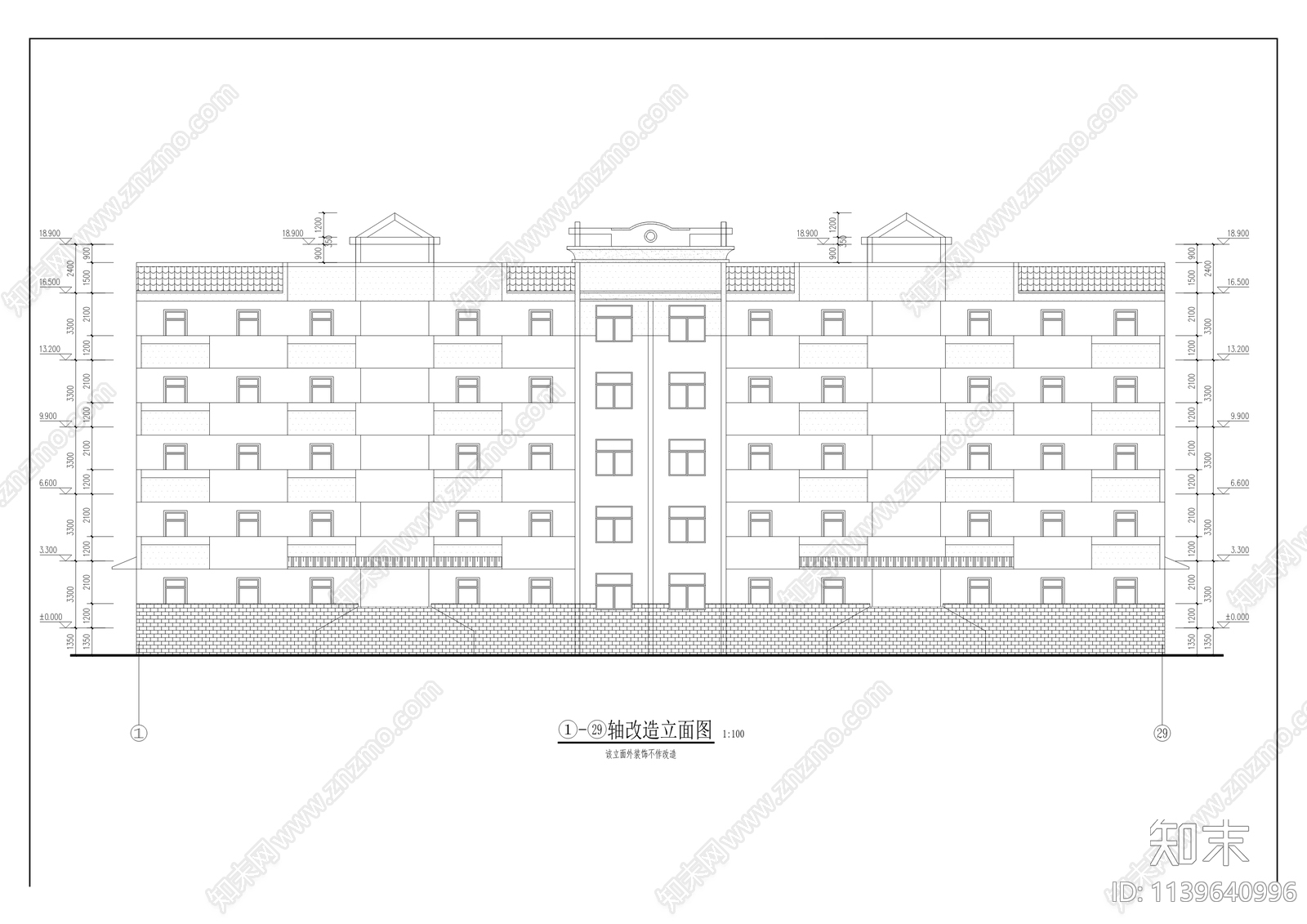 宿舍建筑cad施工图下载【ID:1139640996】