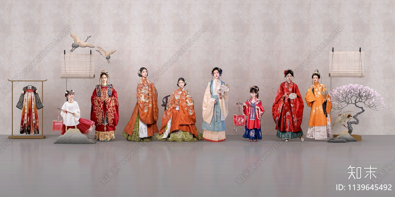古代唐装人物3D模型下载【ID:1139645492】_知末3d模型网