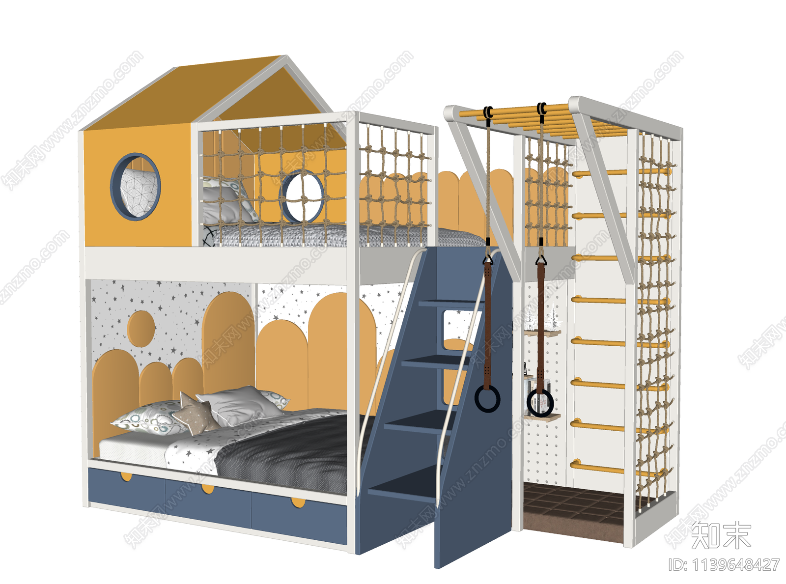 现代双层儿童床SU模型下载【ID:1139648427】