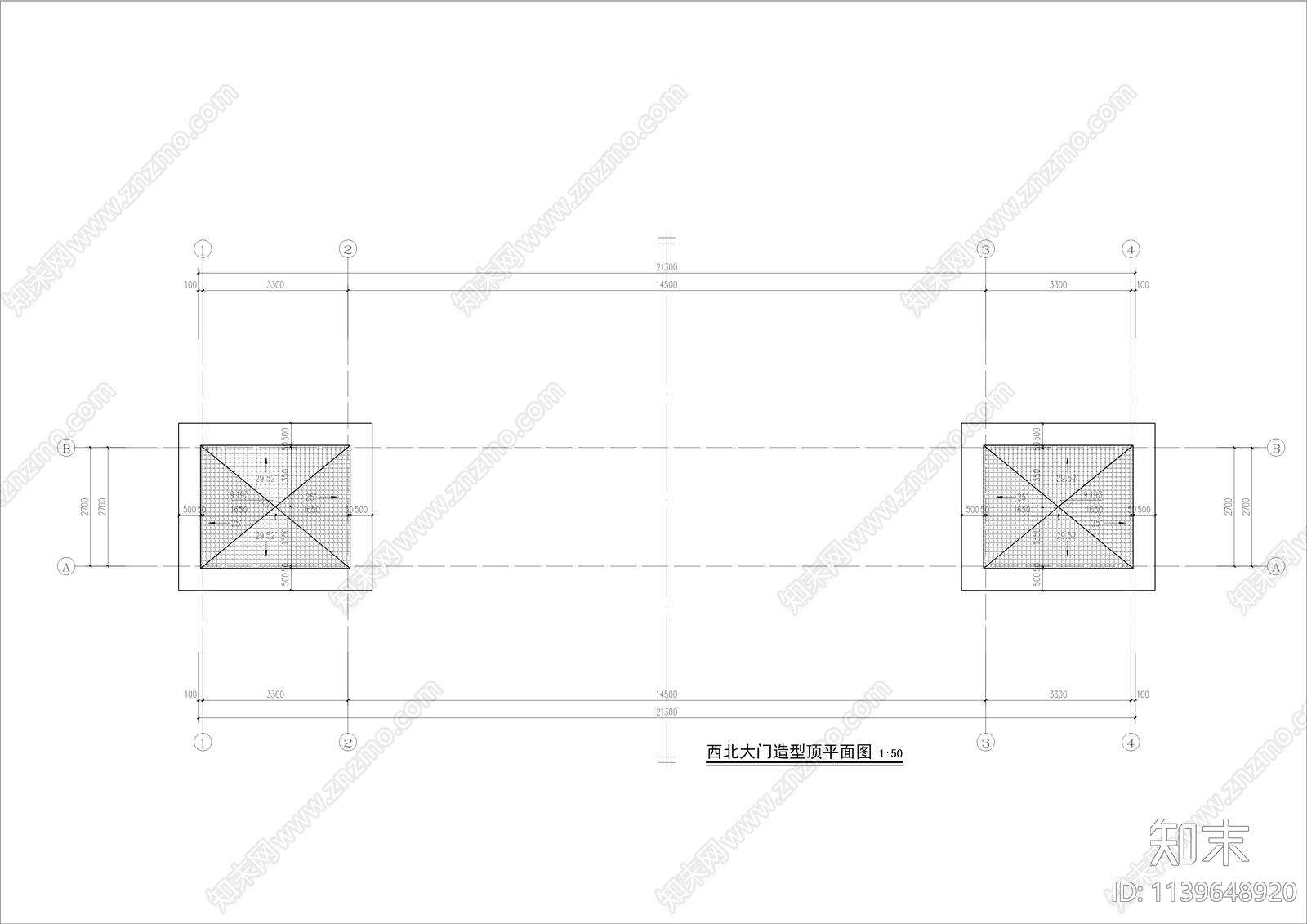 西北大门cad施工图下载【ID:1139648920】