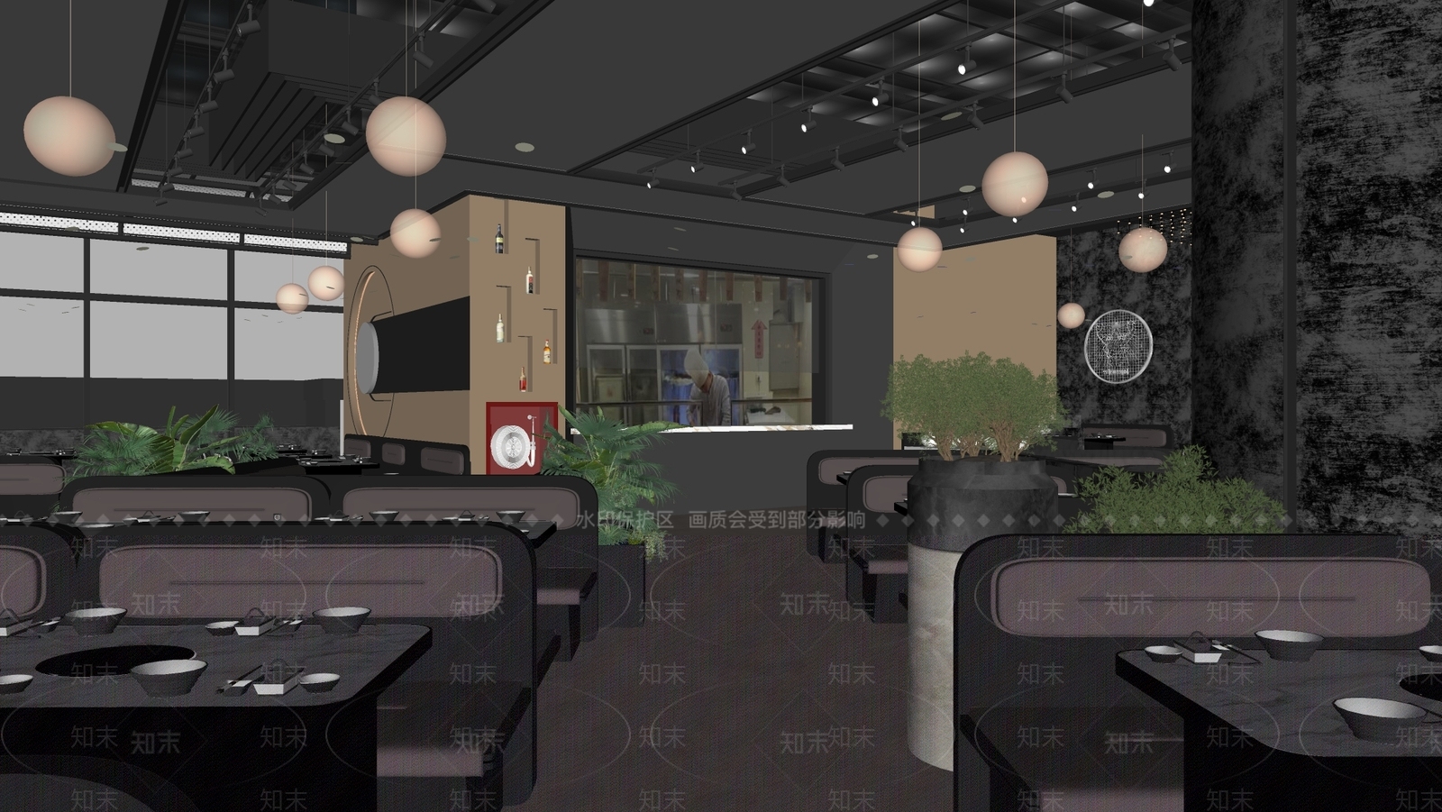 现代西餐厅SU模型下载【ID:1139655236】