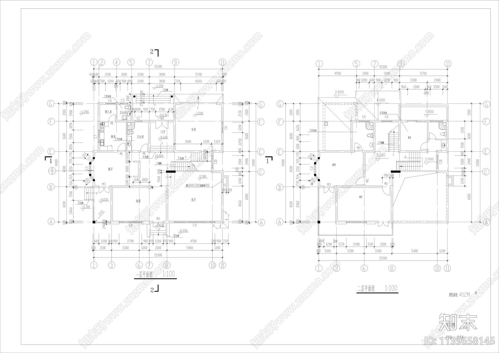 法式别墅建筑cad施工图下载【ID:1139658145】