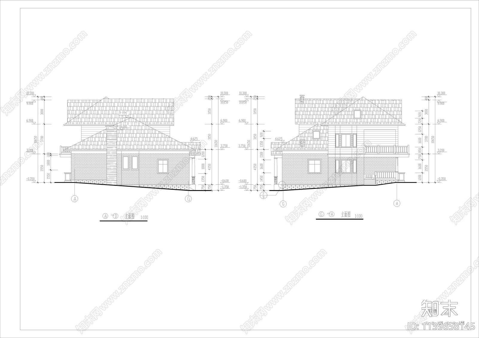 法式别墅建筑cad施工图下载【ID:1139658145】