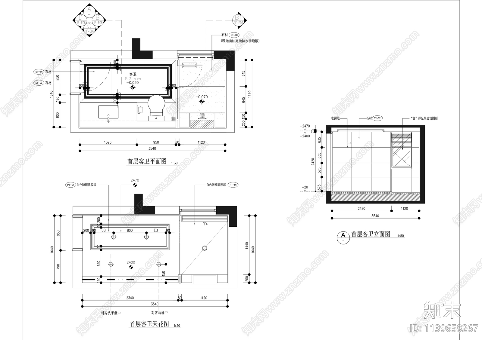 欧式豪华三层叠墅室内精装修cad施工图下载【ID:1139658267】