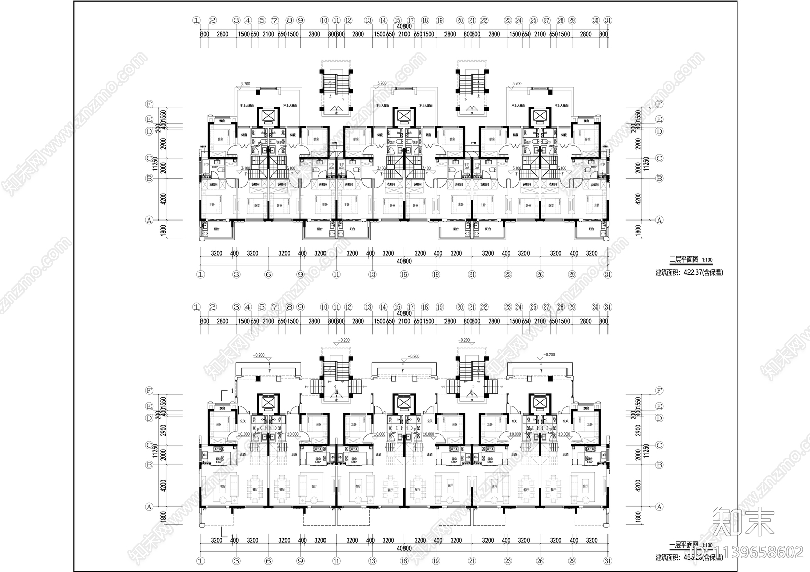 天华龙湖现代四层叠墅建筑施工图下载【ID:1139658602】_知末案例馆