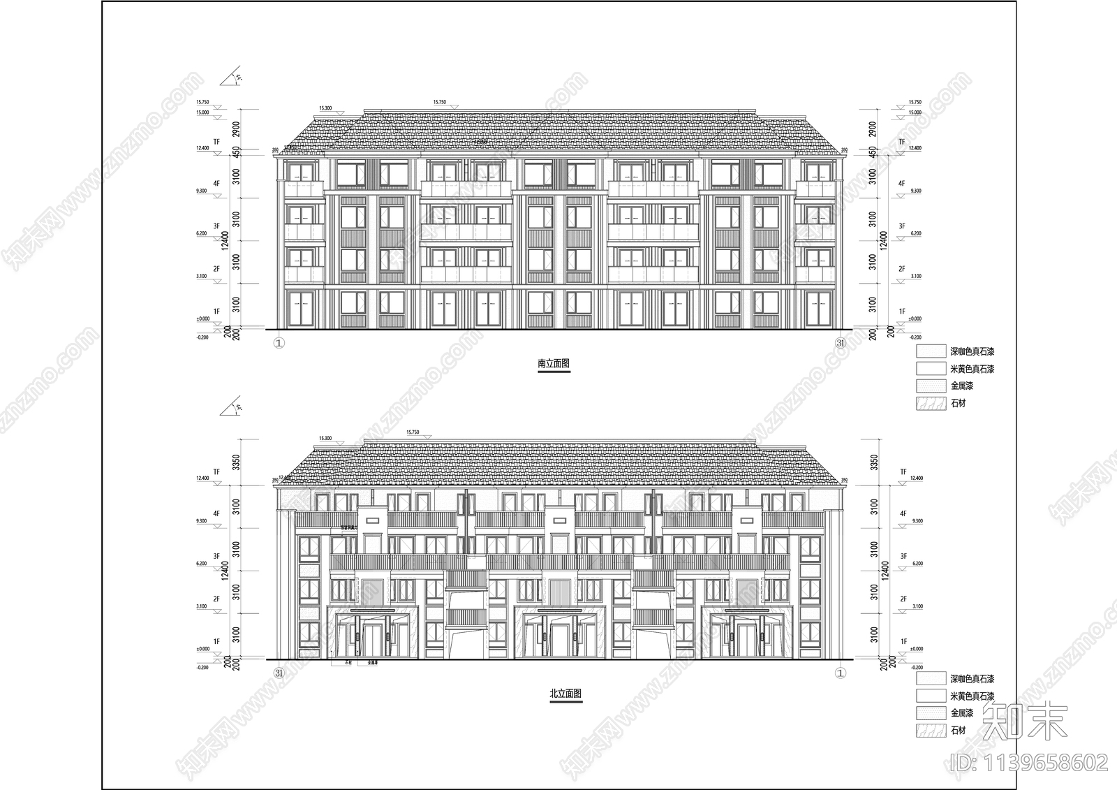 天华龙湖现代四层叠墅建筑施工图下载【ID:1139658602】_知末案例馆
