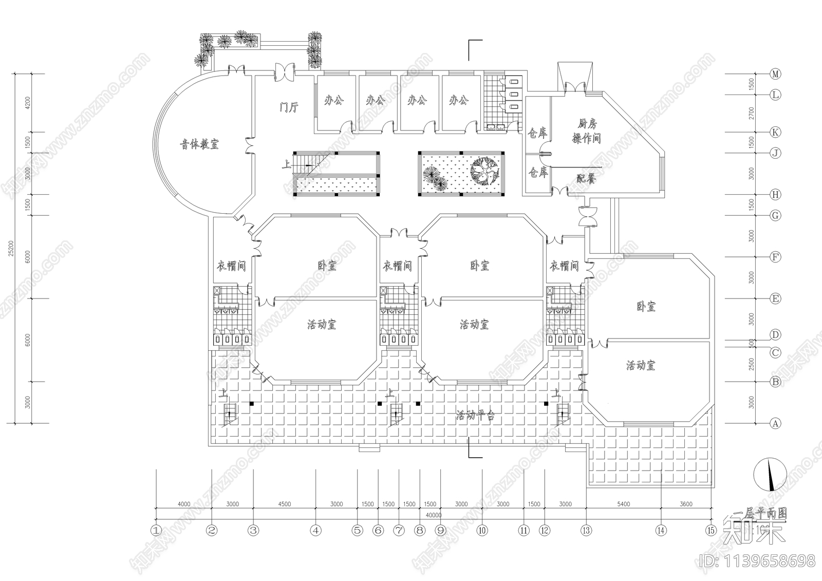 二层幼儿园建筑cad施工图下载【ID:1139658698】