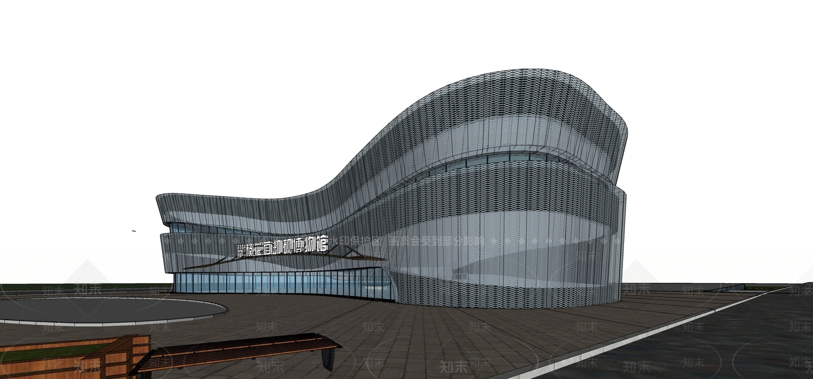 现代展览馆建筑SU模型下载【ID:1139659150】