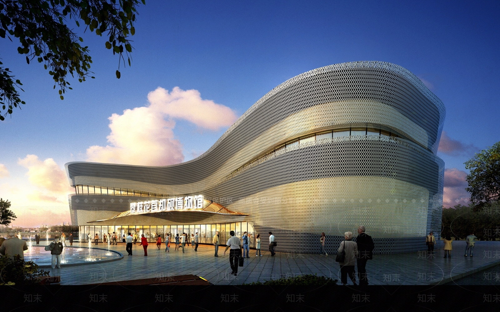 现代展览馆建筑SU模型下载【ID:1139659150】