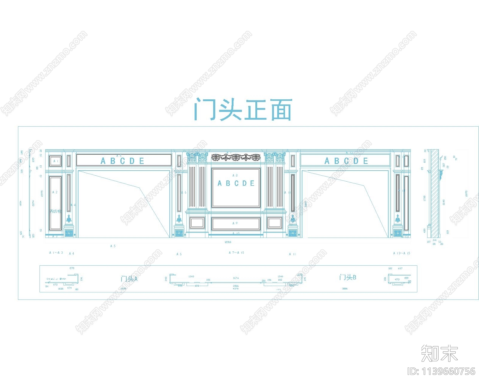专卖店门头cad施工图下载【ID:1139660756】