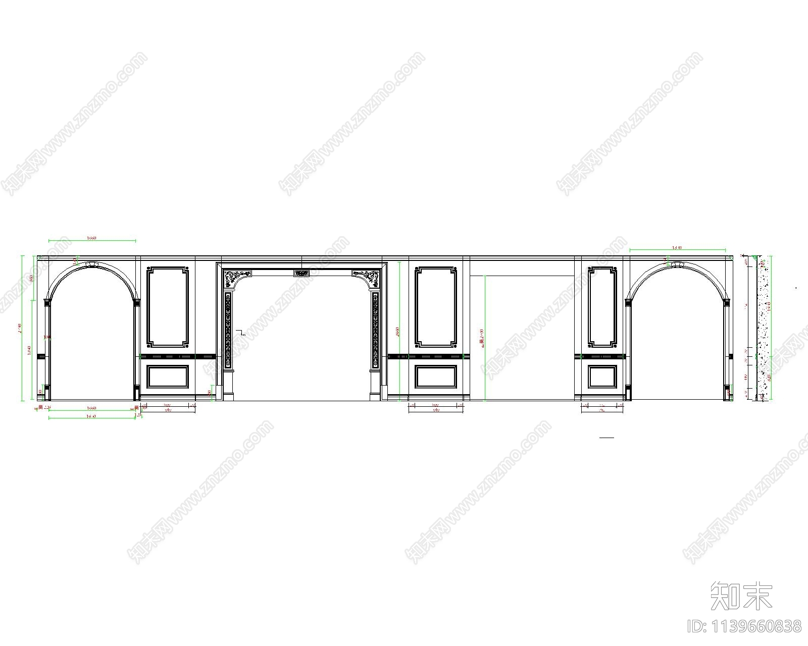 墙面墙板cad施工图下载【ID:1139660838】
