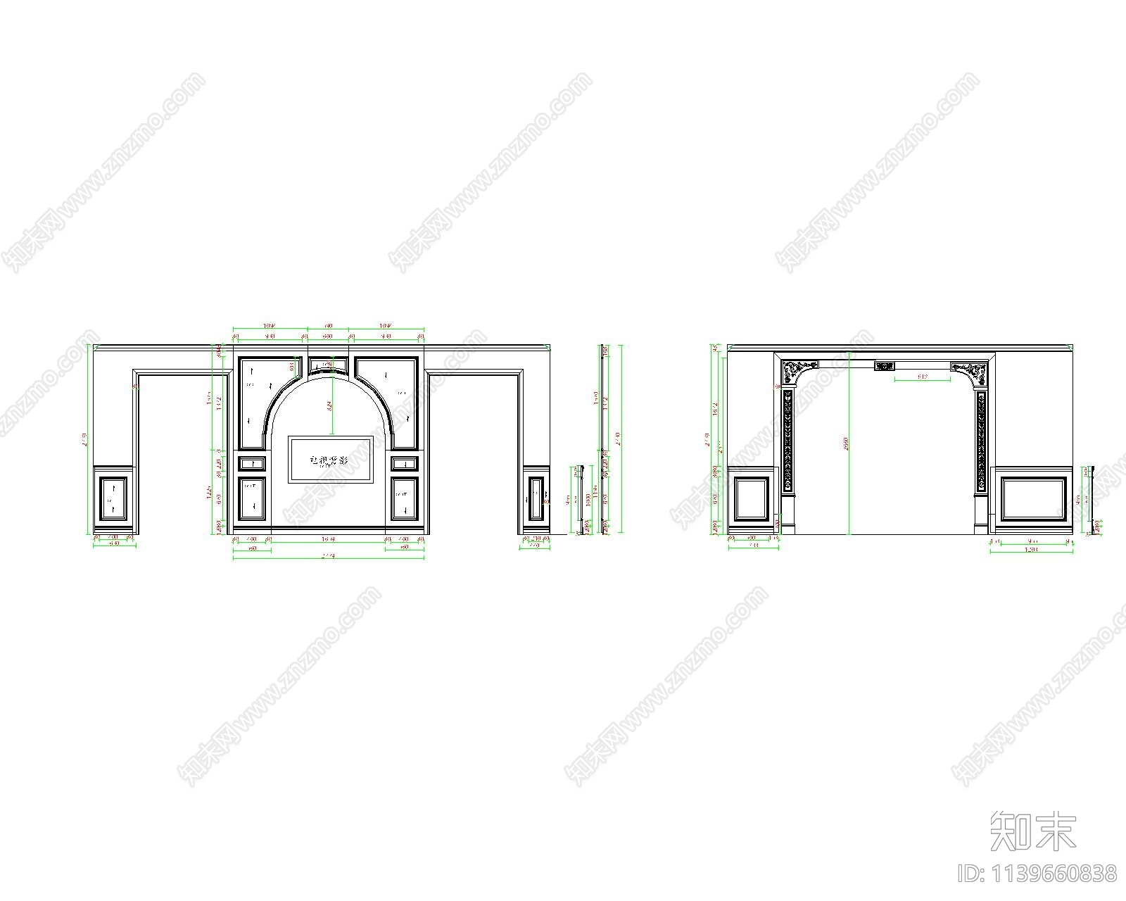 墙面墙板cad施工图下载【ID:1139660838】