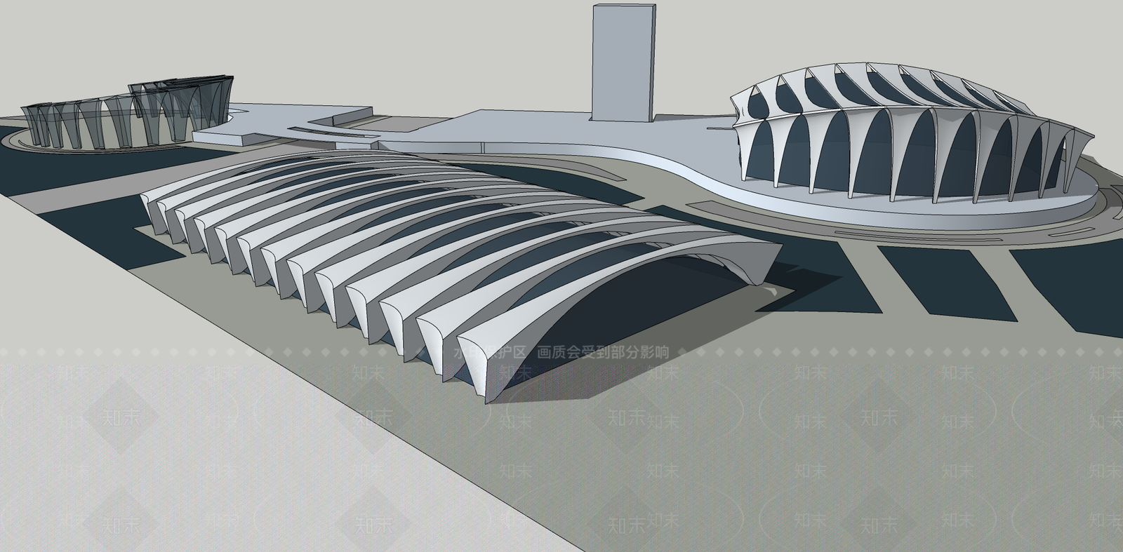 现代体育建筑SU模型下载【ID:1139662286】