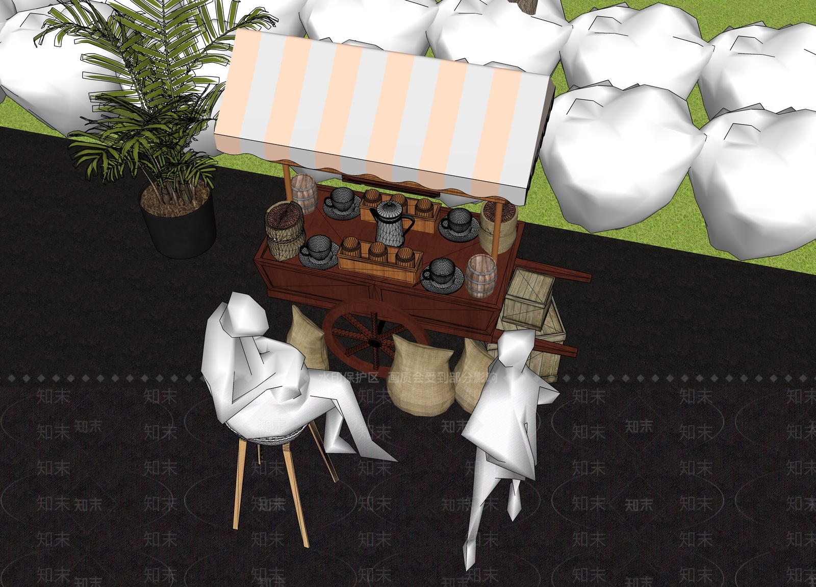 现代摊位SU模型下载【ID:1139662562】
