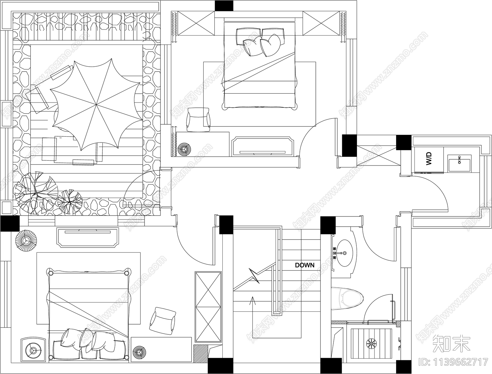 别墅室内平面布置图cad施工图下载【ID:1139662717】