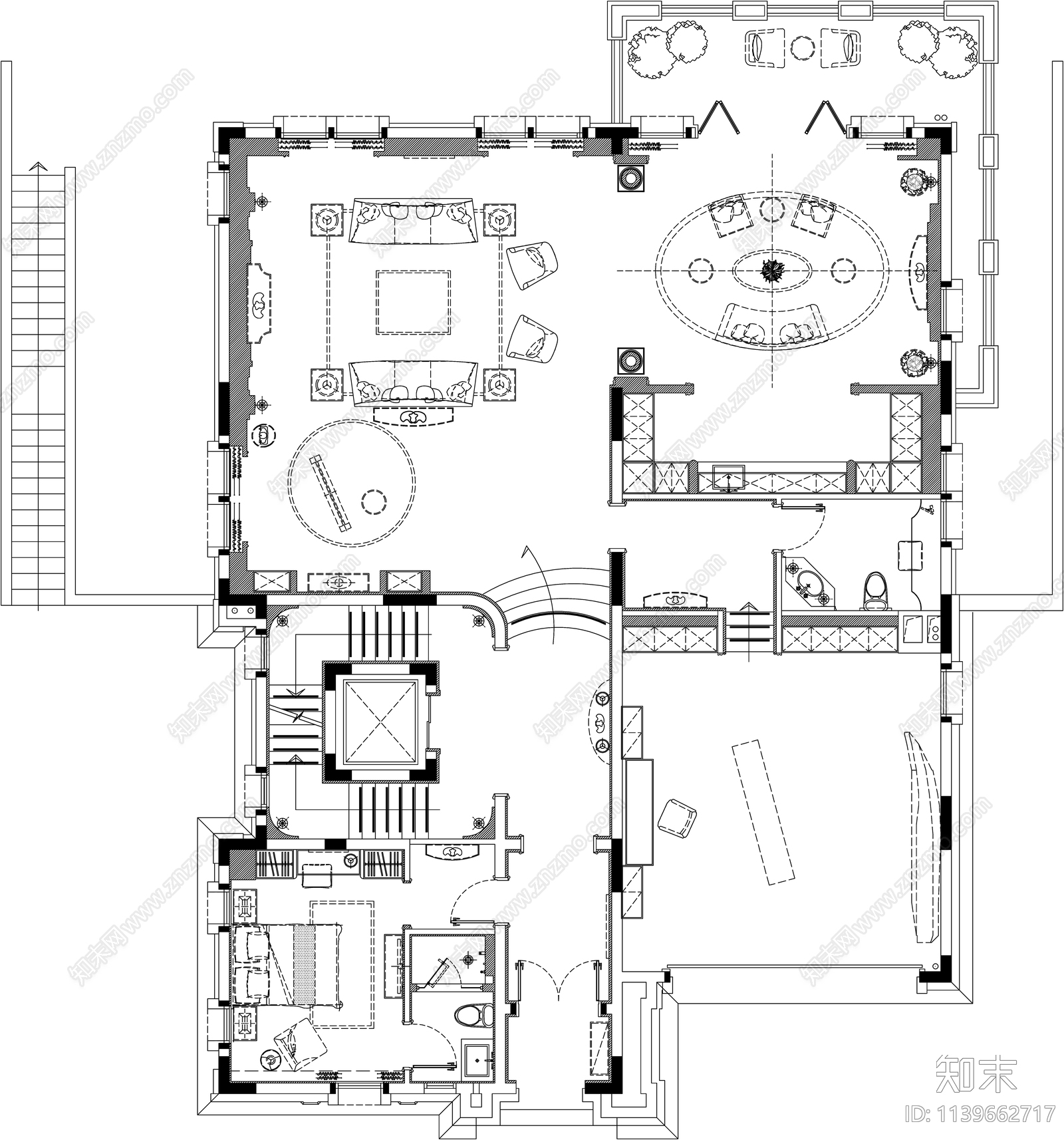 别墅室内平面布置图cad施工图下载【ID:1139662717】