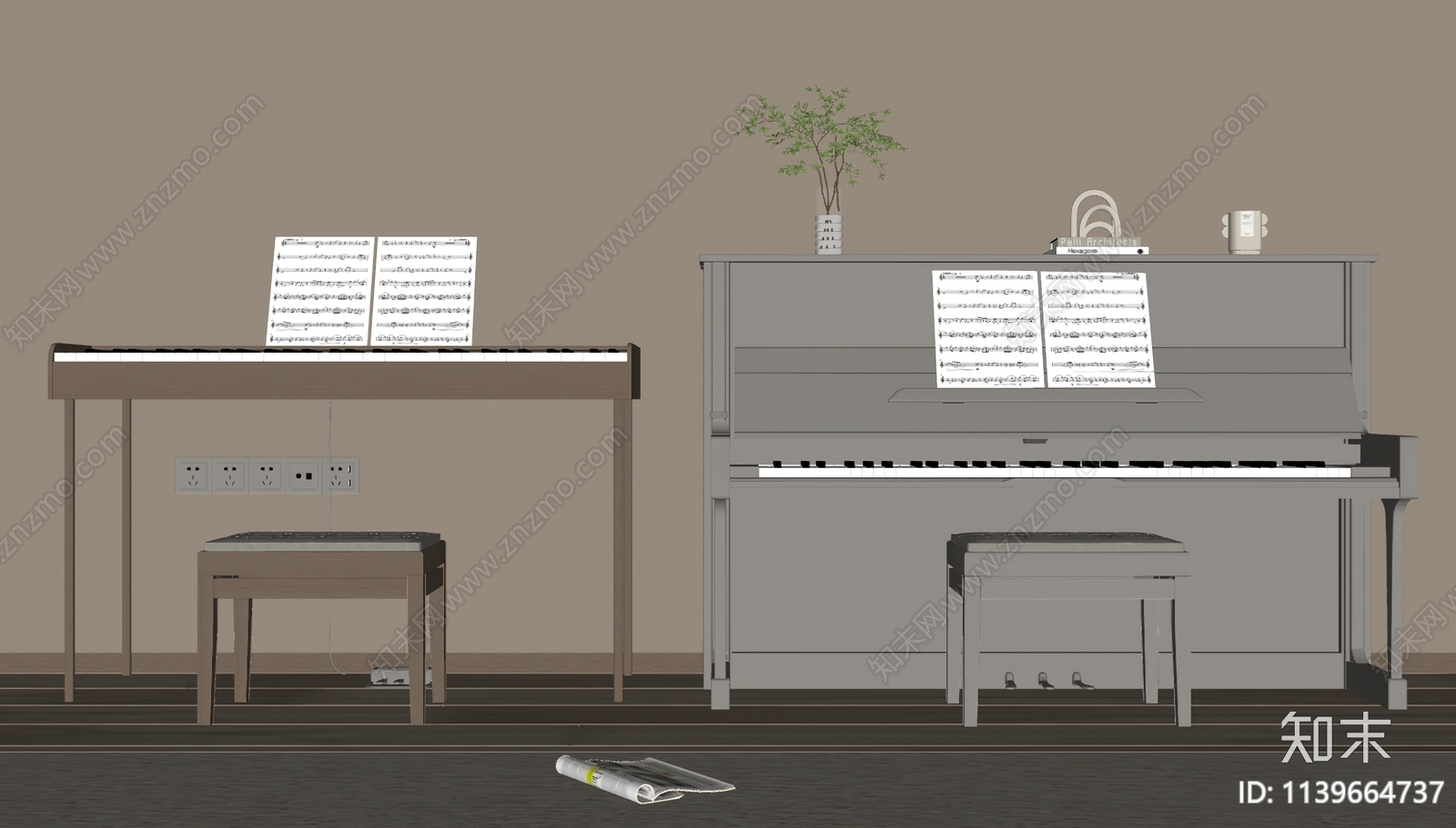 现代钢琴SU模型下载【ID:1139664737】