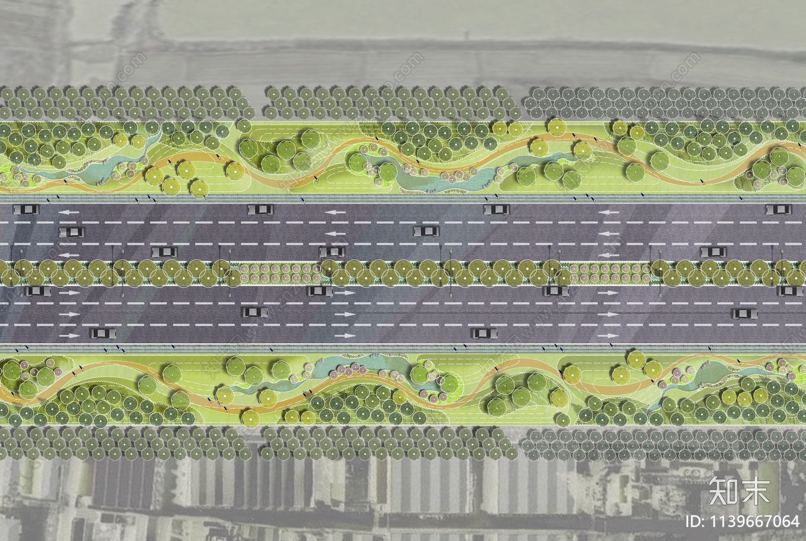 psd免抠市政道路绿化景观平面图下载【ID:1139667064】