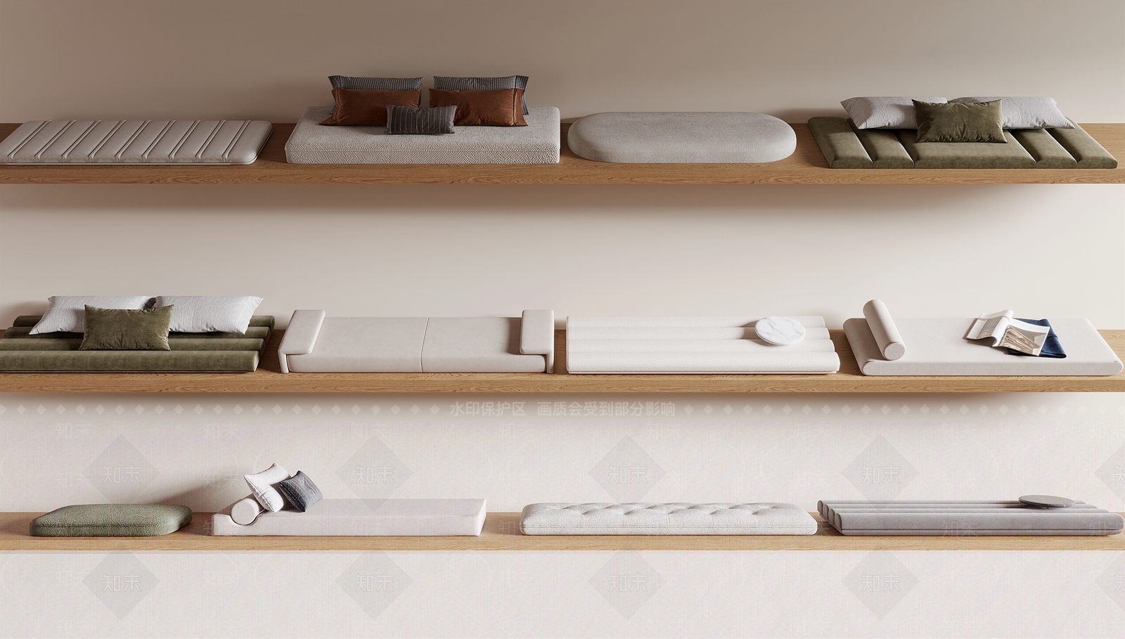 现代飘窗坐垫3D模型下载【ID:1139667293】