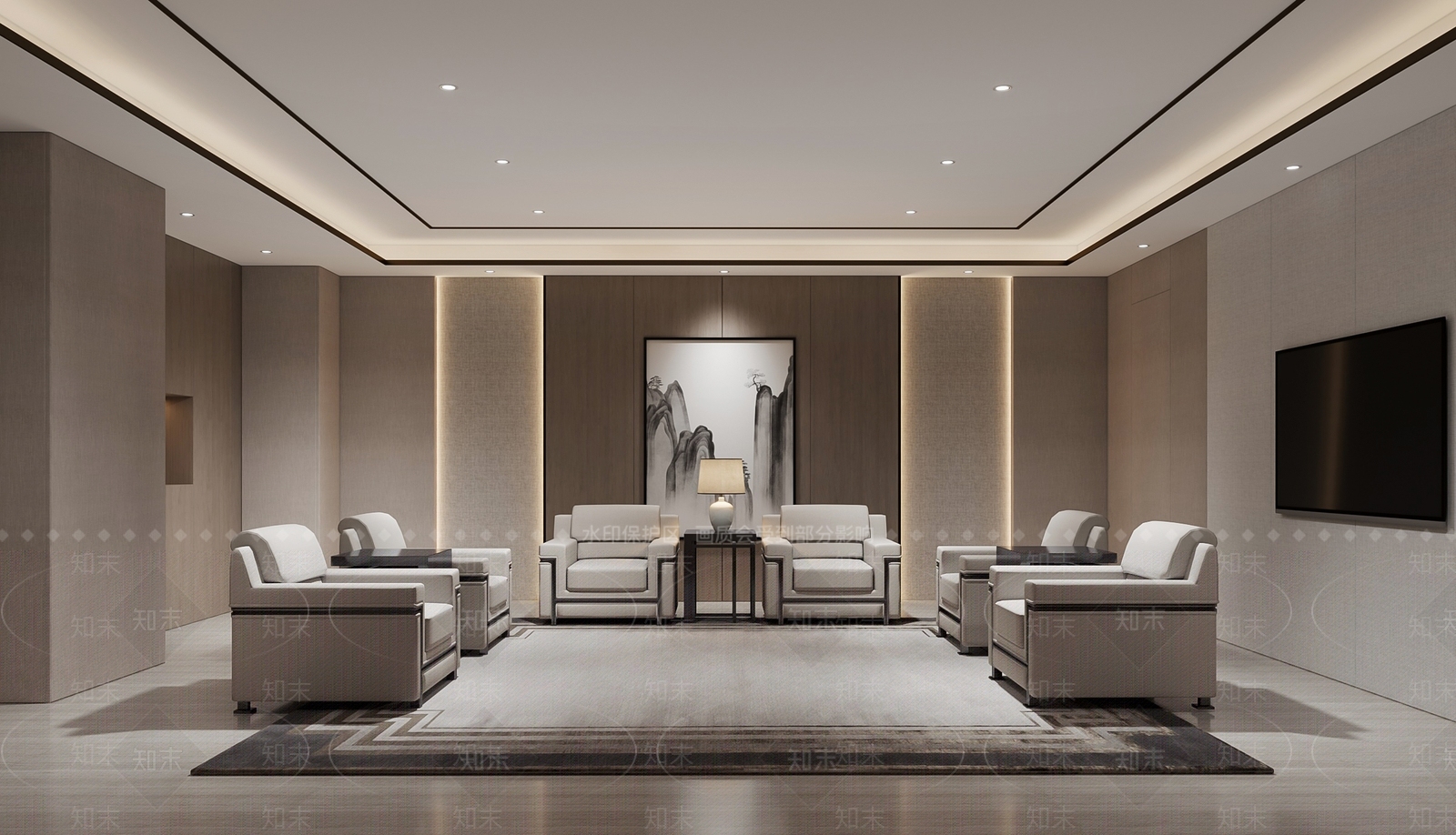 新中式会客厅3D模型下载【ID:1139668804】