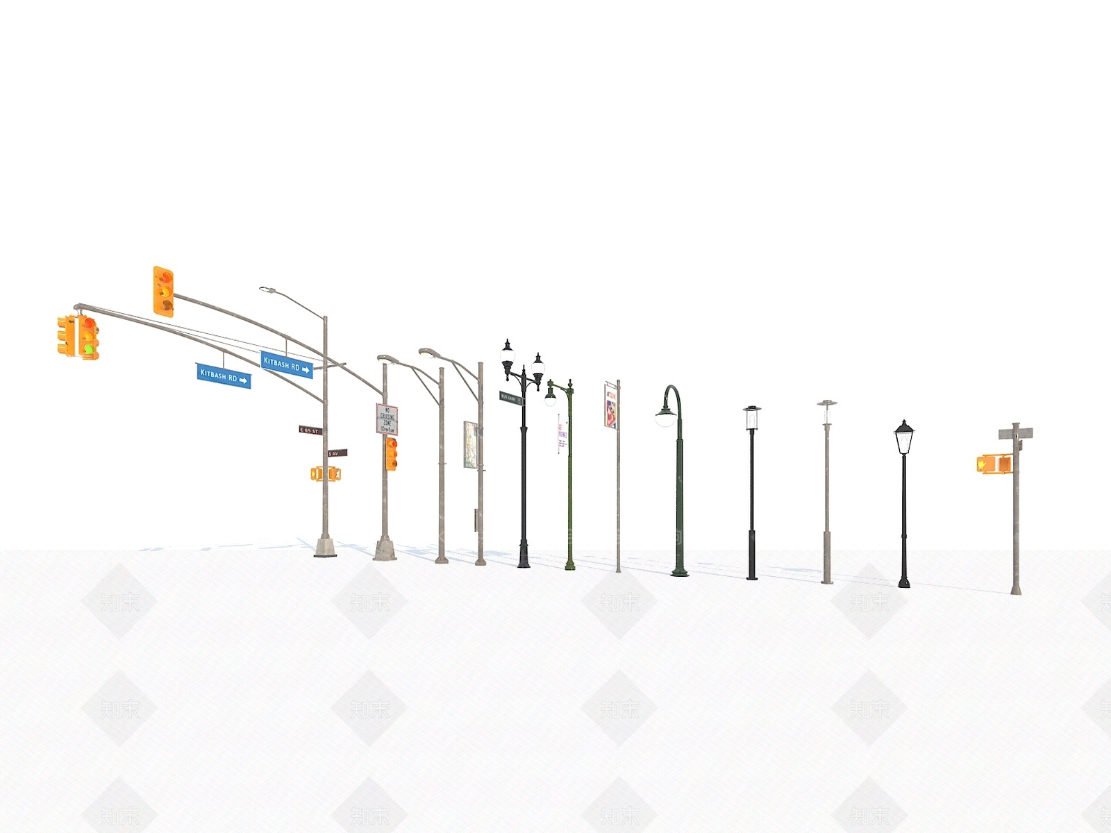 现代交通信号灯3D模型下载【ID:1139688397】