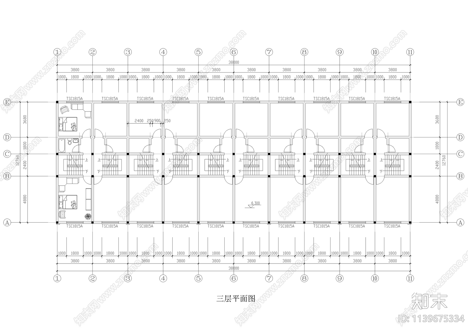 徽派安置小区住宅建筑cad施工图下载【ID:1139675334】