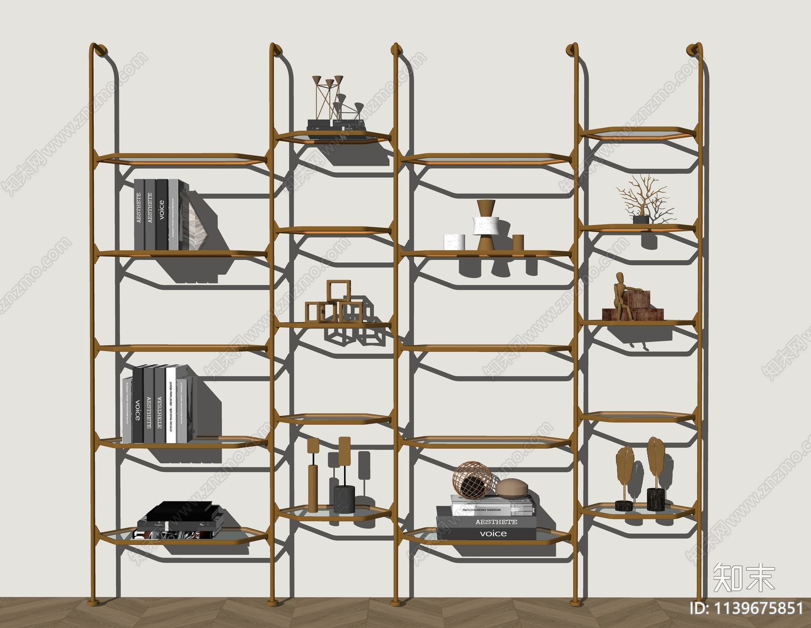 现代轻奢金属置书架SU模型下载【ID:1139675851】