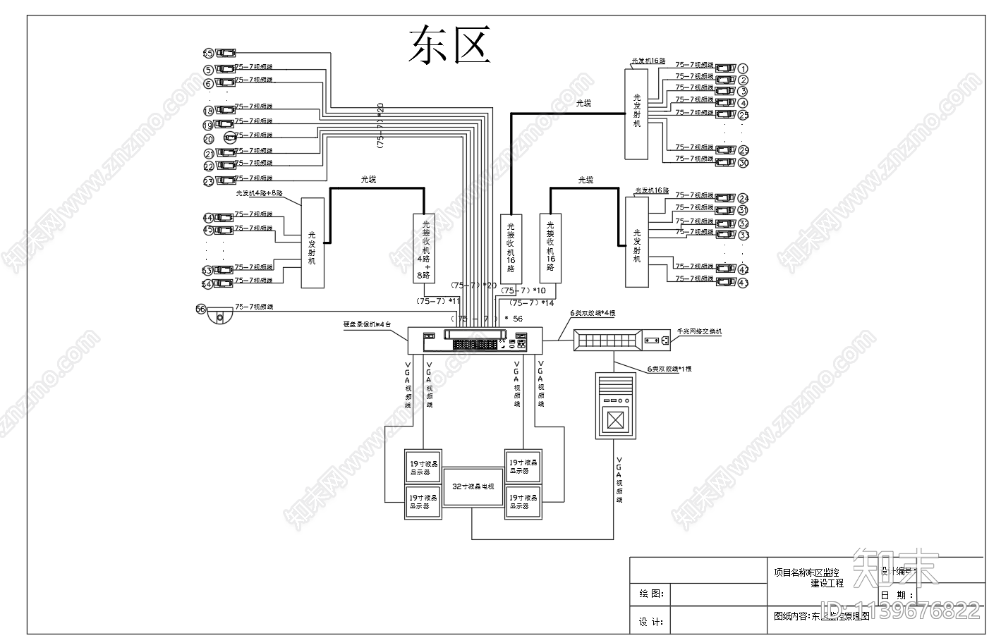 住宅小区监控原理图弱电cad施工图下载【ID:1139676822】