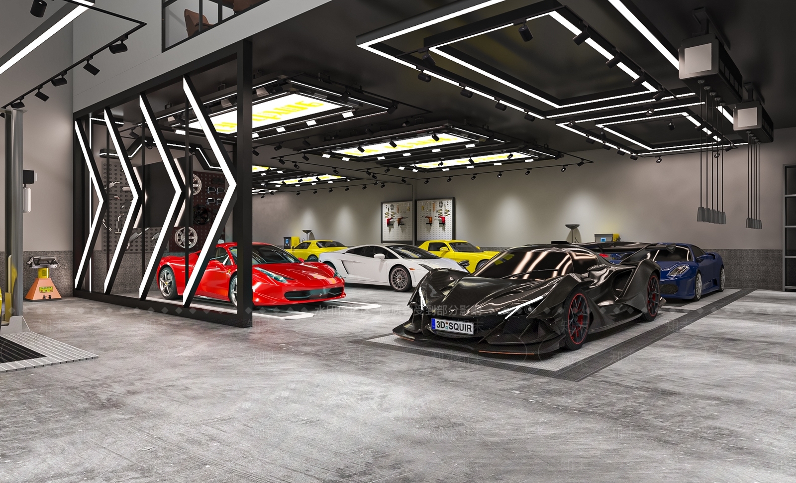 工业风汽车美容改装店3D模型下载【ID:1139678423】_知末3d模型网