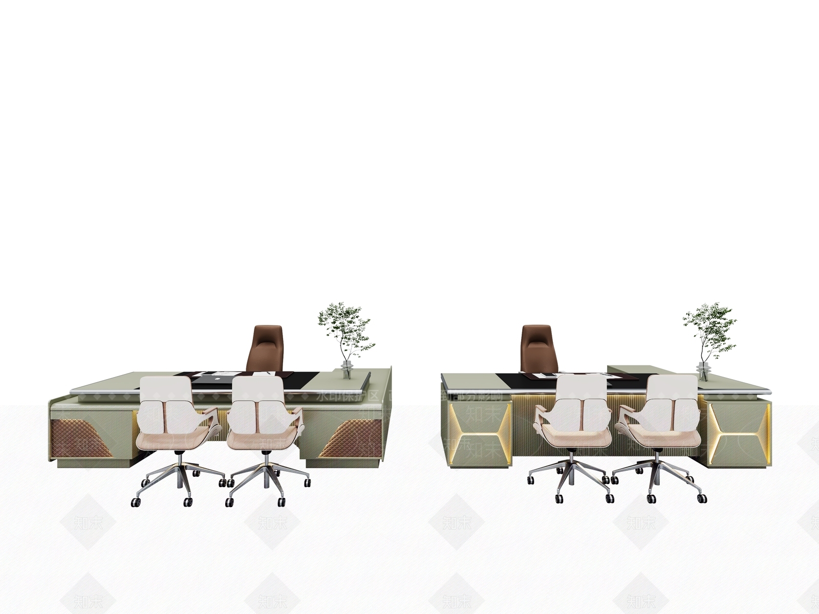 现代经理办公室桌椅3D模型下载【ID:1139680584】