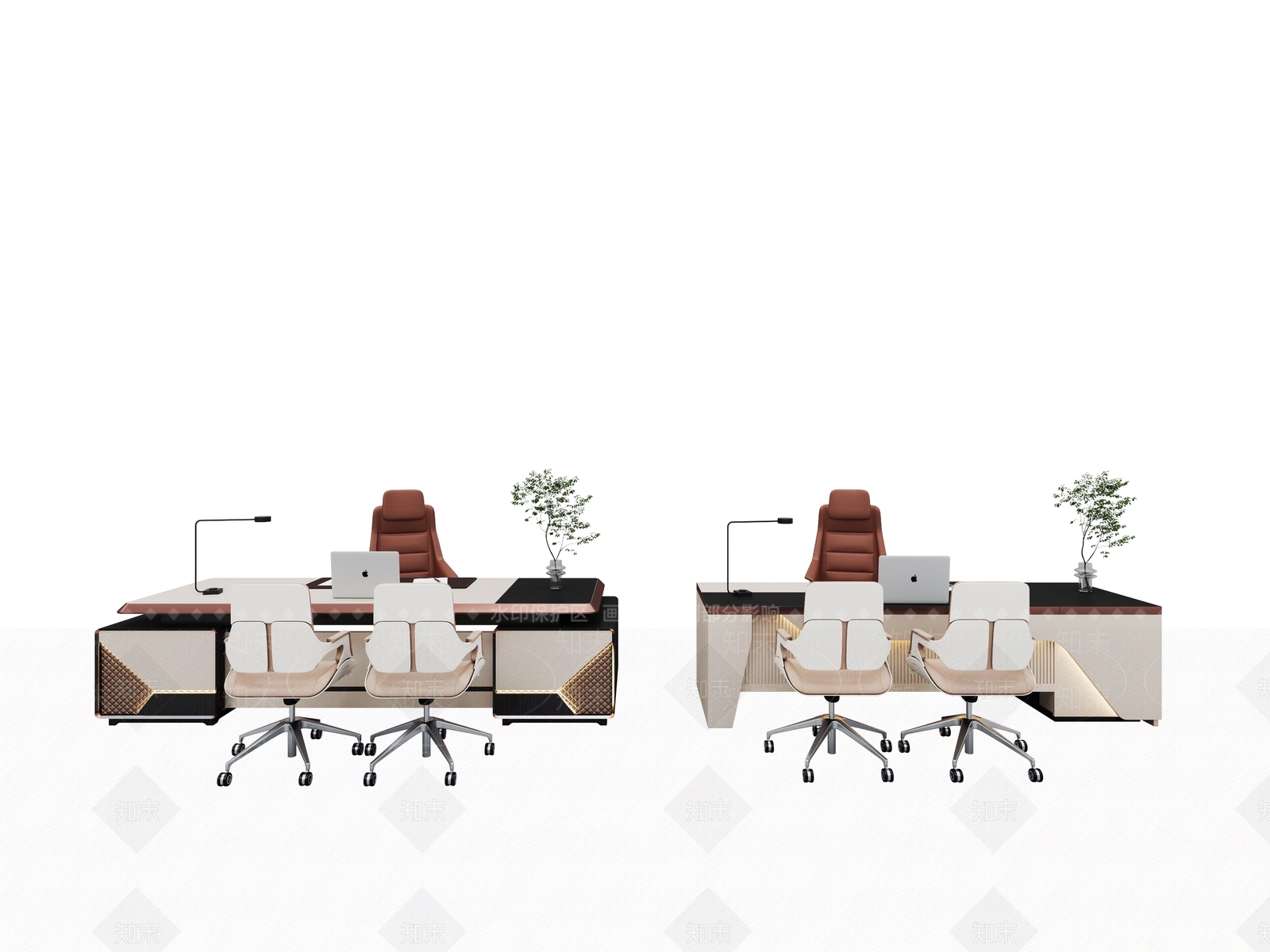 现代经理办公室桌椅3D模型下载【ID:1139680696】