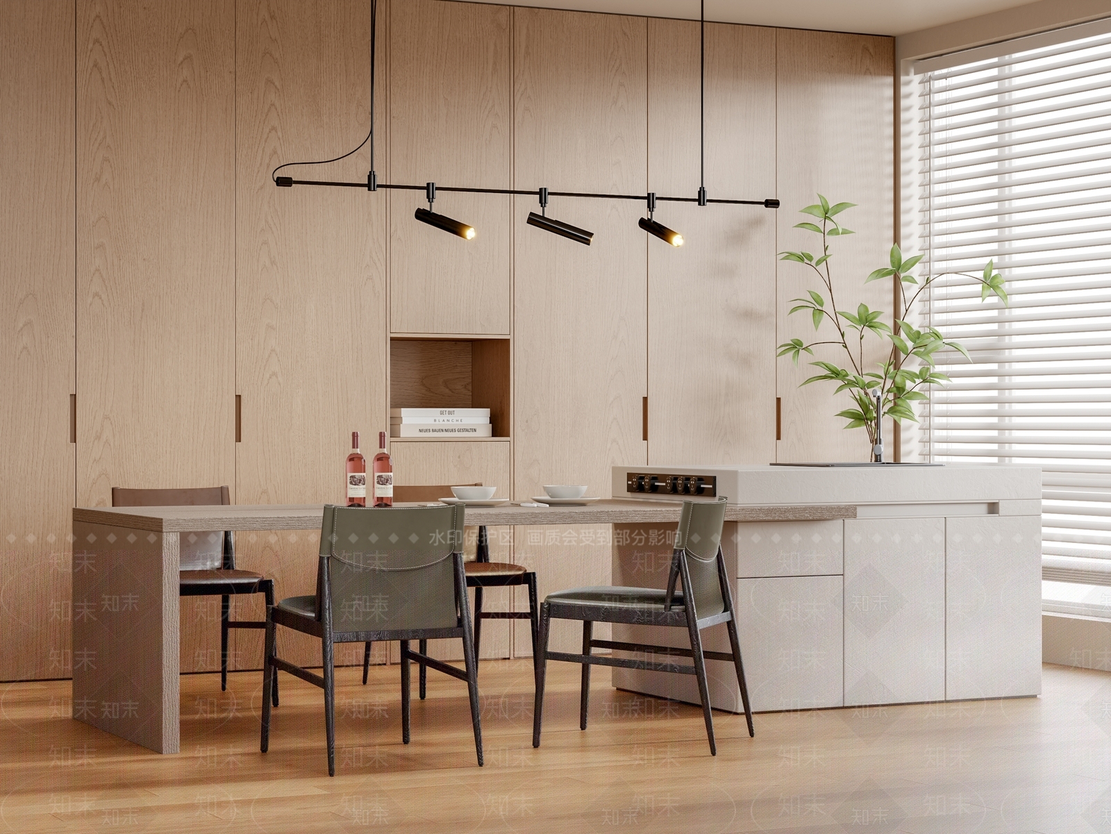 现代中岛餐桌椅组合3D模型下载【ID:1139685006】_知末3d模型网