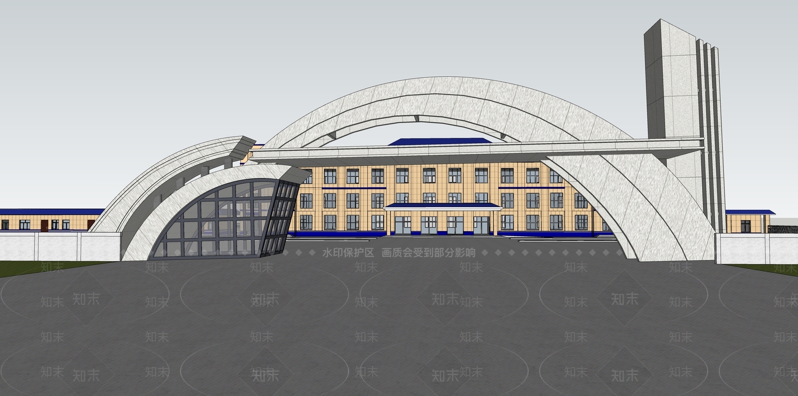 现代厂房入口大门SU模型下载【ID:1139685430】