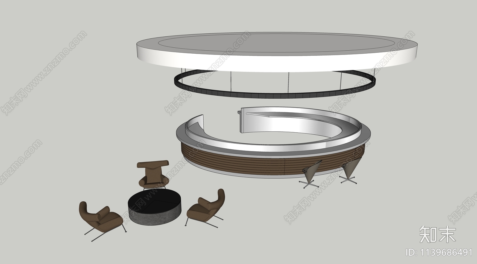 现代咖啡厅吧台SU模型下载【ID:1139686491】