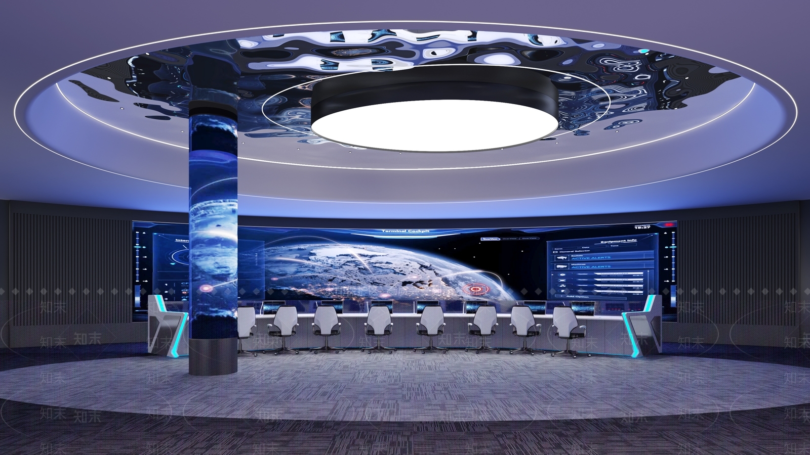 现代指挥控制室大厅3D模型下载【ID:1139700814】