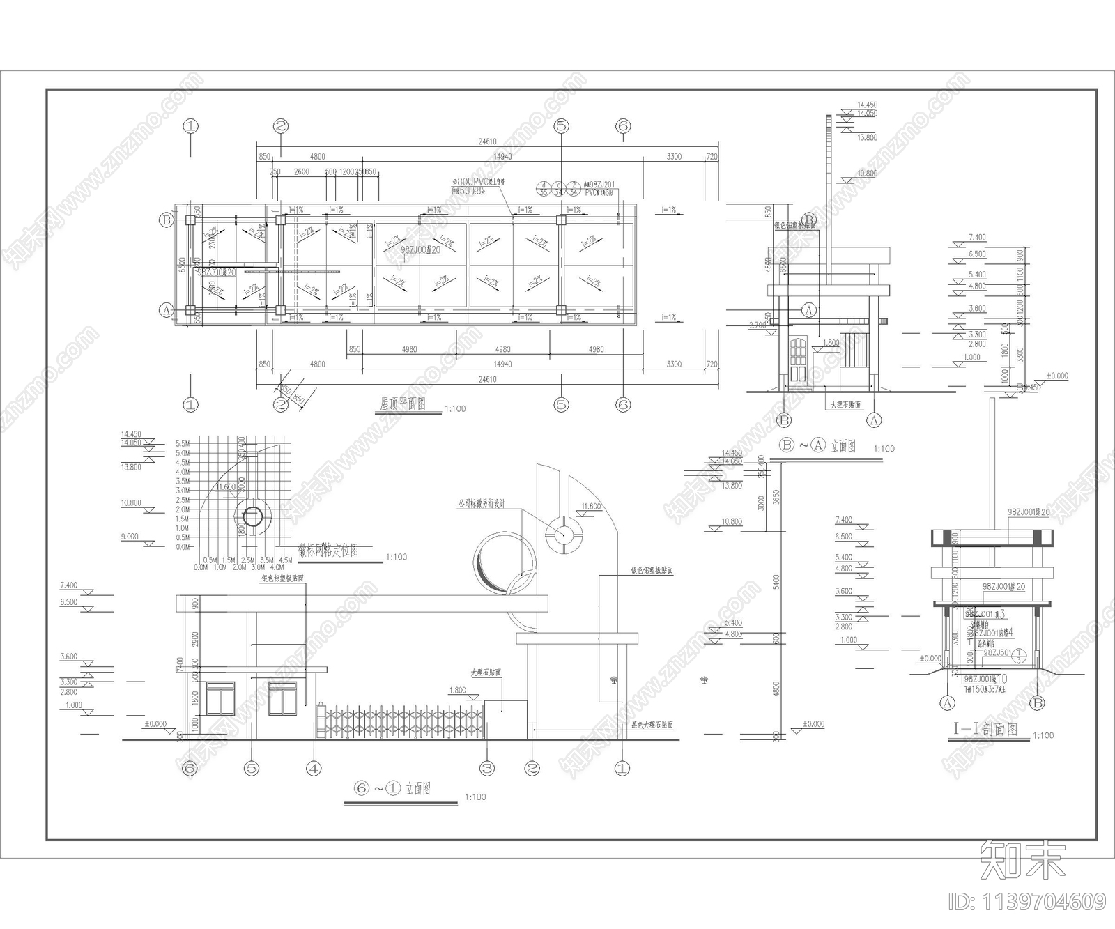 小区工业园区入口大门cad施工图下载【ID:1139704609】