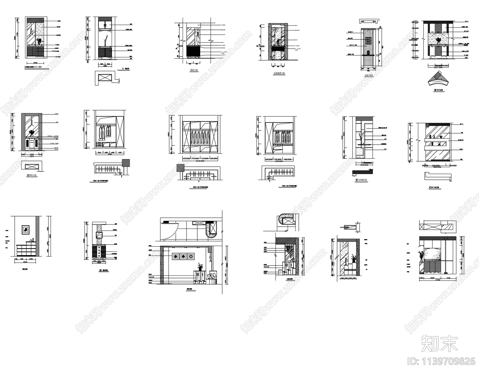 现代入户鞋柜装饰柜详图cad施工图下载【ID:1139709826】