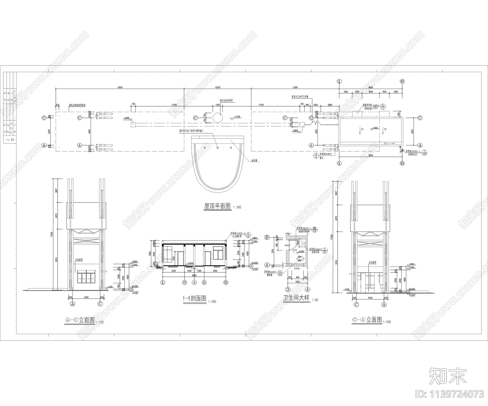 入口大门cad施工图下载【ID:1139724073】