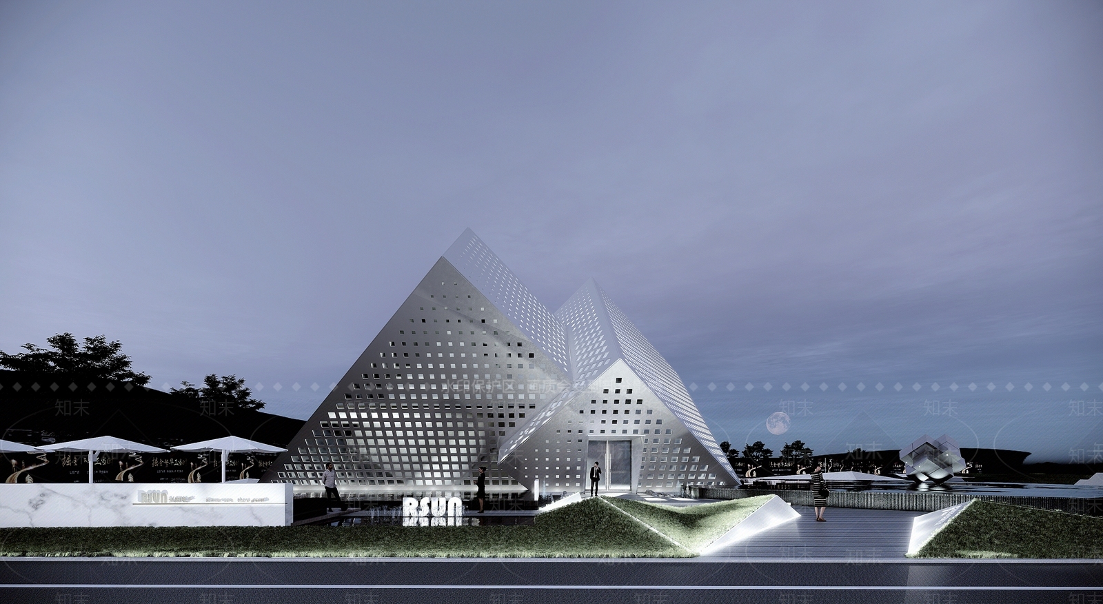 现代展览馆建筑SU模型下载【ID:1139725412】